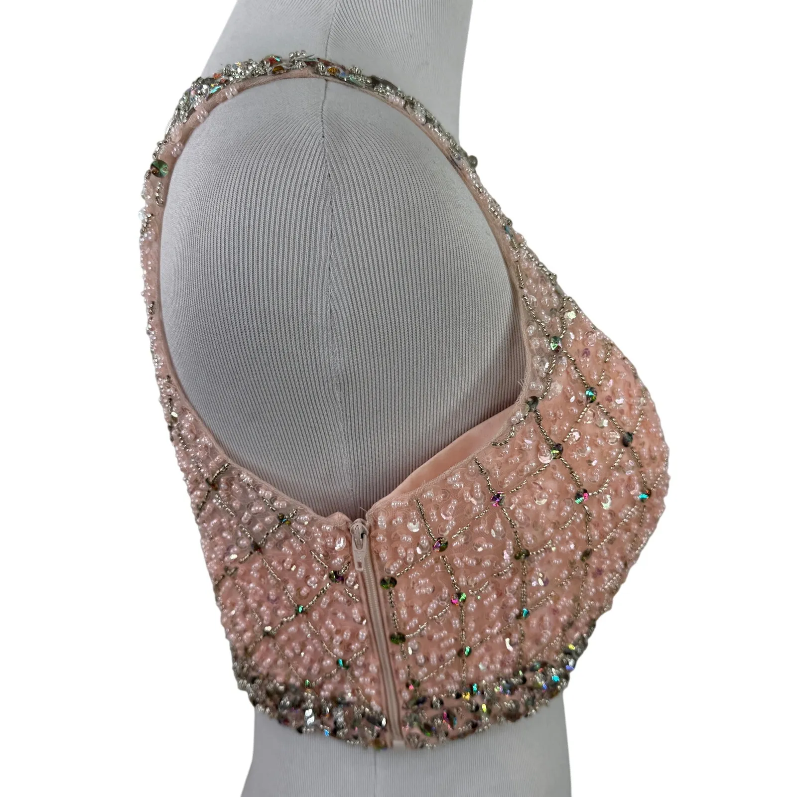 Sparkle Homecoming Beaded Sequin Rhinestone Women's Top Pink - Image 3