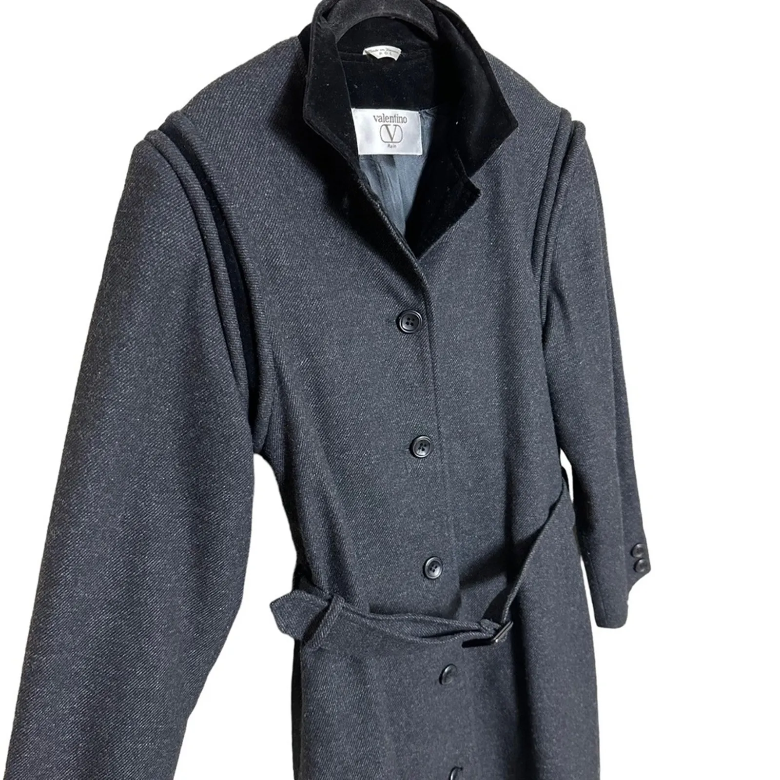 Valentino Vintage 80s Wool Overcoat Black Size 6 - Image 6