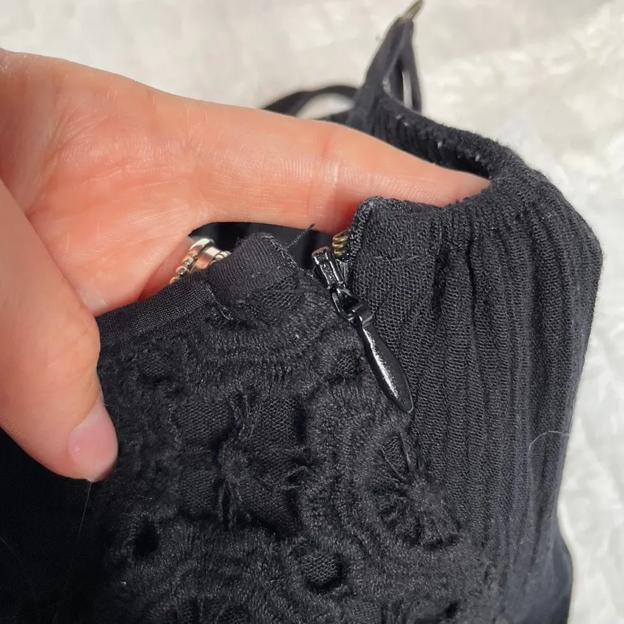 FOREVER 21 Lace‎ Overlay Small Lace Up Side Zip Tank Dress Black Flowy - Image 4