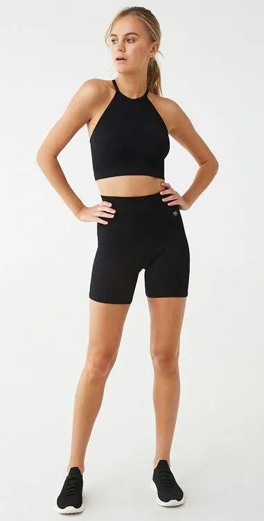 Forever 21 F21 Black Ribbed Athletic Crop Top - Image 3
