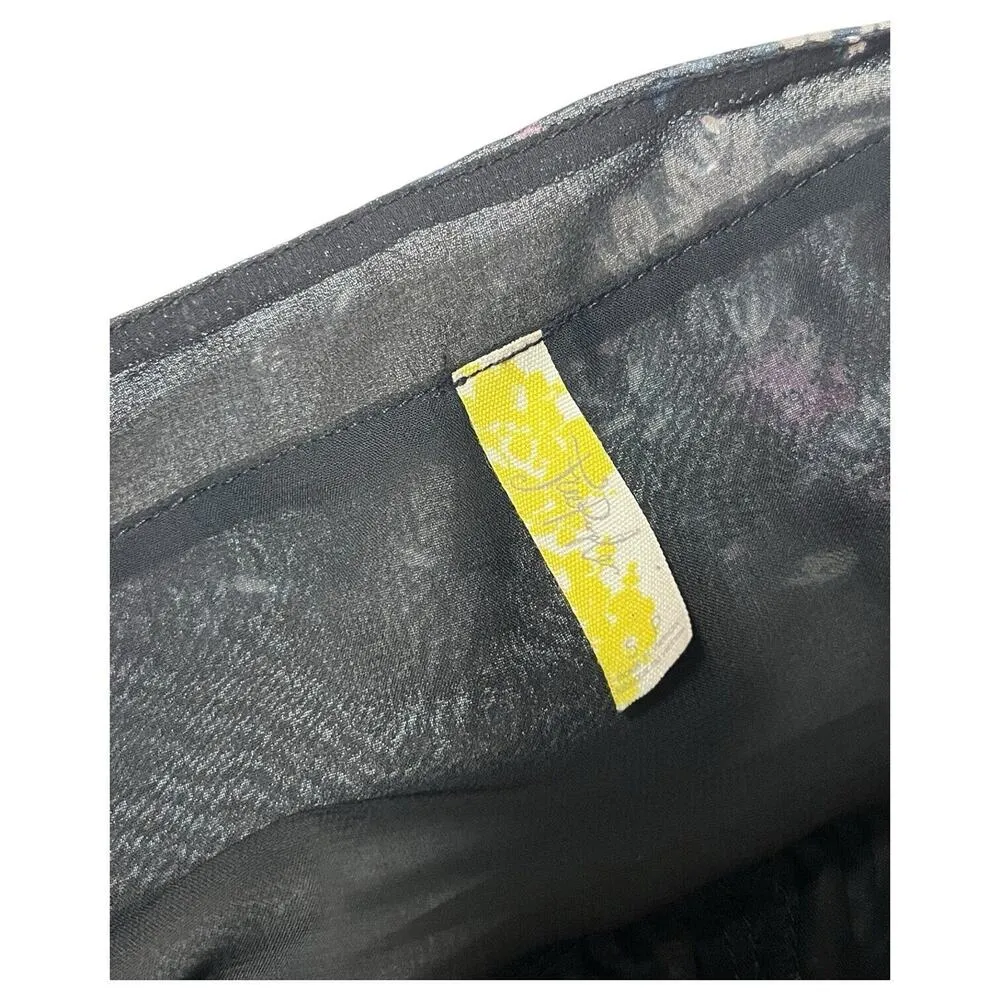 Free People Dress Womens Small Black Purple Sheer Cold Shoulder Square Whimsy - Image 7