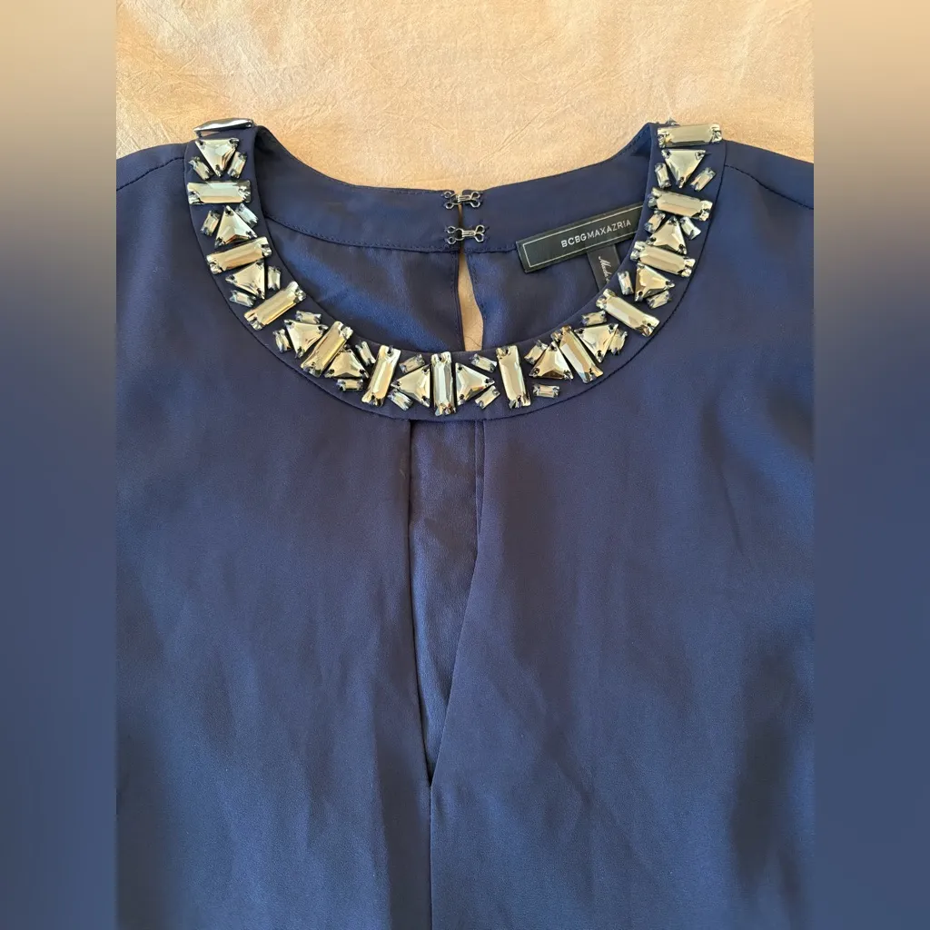 BCBGMaxAzria Long Sleeve Navy Dress - Image 7