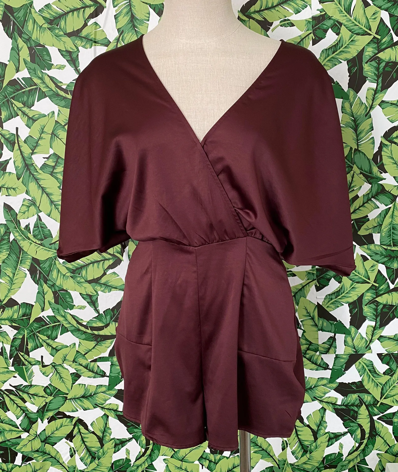 UO Satin V-Neck Wrap Front Romper 437 - Image 2