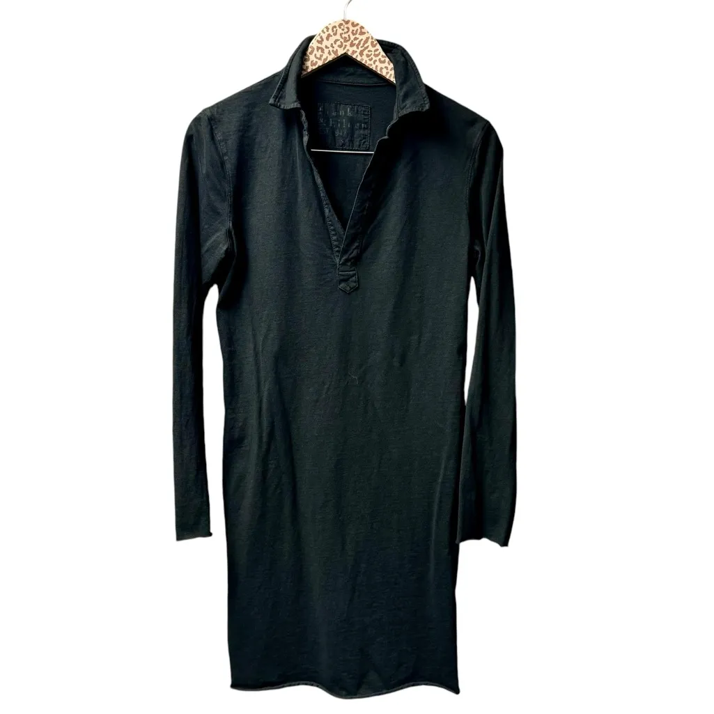 Frank & Eileen Nicole Long Sleeve Henley Dress Heritage Jersey Black Small S - Image 4