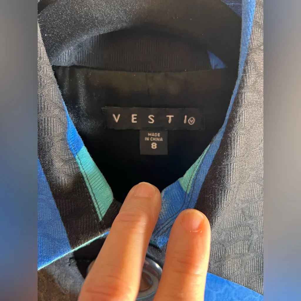 Vesti Multicolor Striped Trench Coat pockets button front black blues collar 8 - Image 2