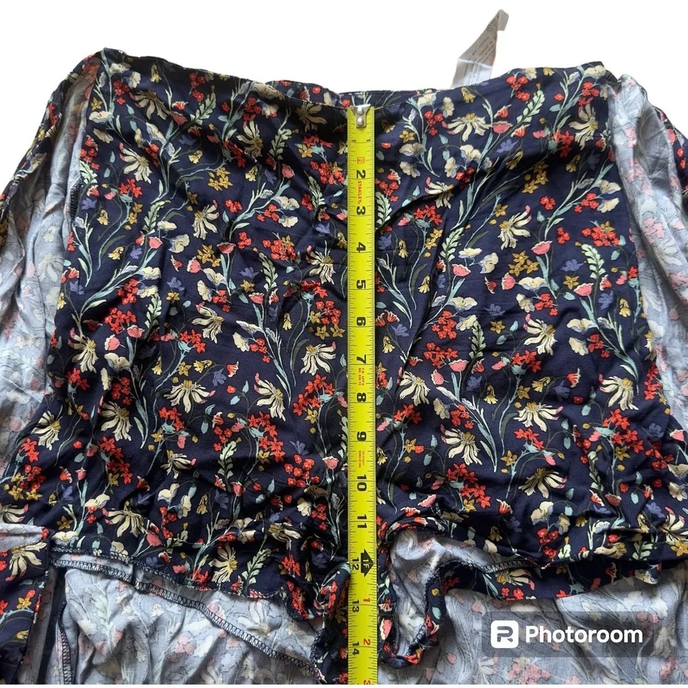 Zara Skort Skirt Short Front Knot Skirt Floral Knee Open Front Women's M Floral - Image 7
