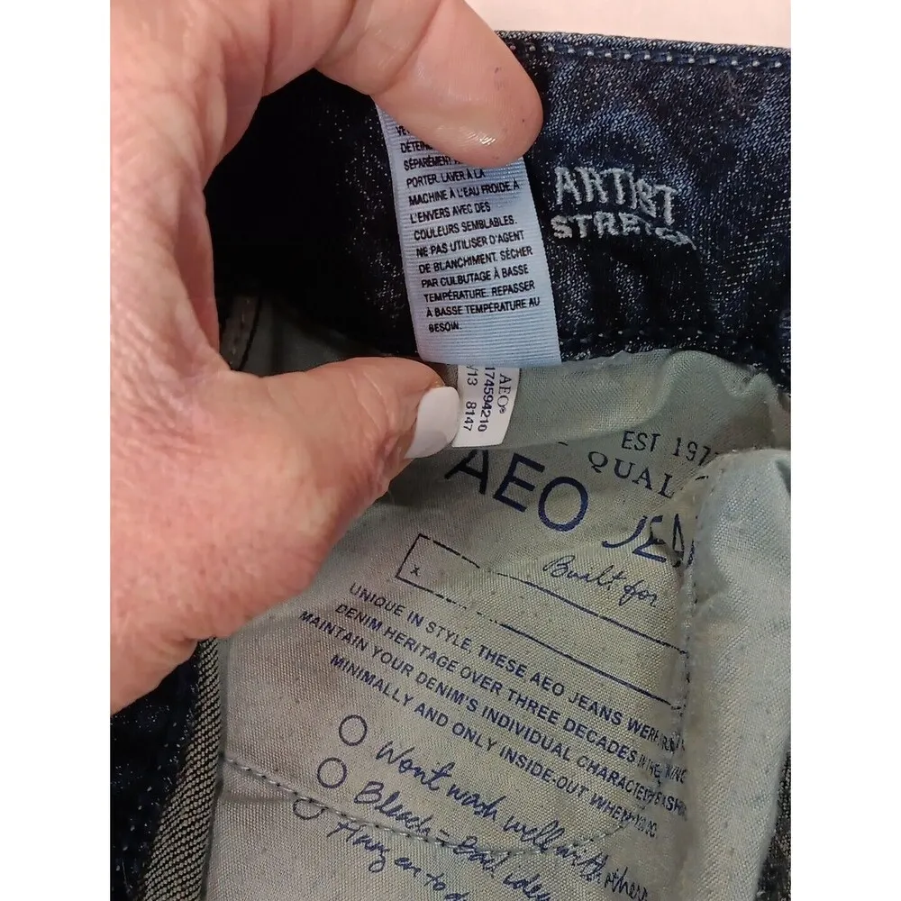 AMERICAN EAGLE OUTFITTERS ARTIST STRETCH DARK BLUE JEAN 4R Y2K Streetwear - Image 10