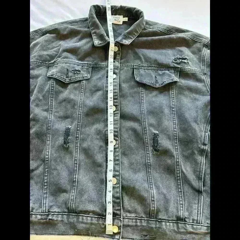 Princess Poly Black Denim Jacket Large/xl Trucker Jean Jacket Oversized Size M - Image 6