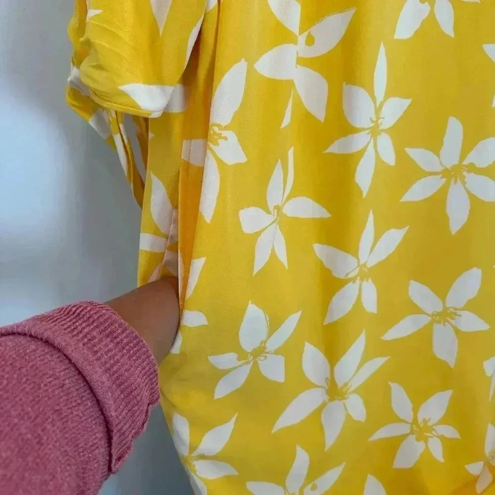 Vintage‎ Ungaro Parallele Paris silk Dress Yellow Size 12 - Image 8