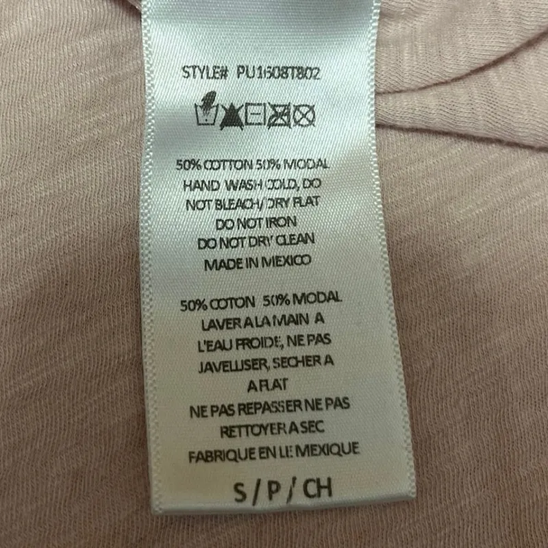 Silence + Noise Pink Sleeveless Mock Neck Surplice Faux Wrap Tank Blouse Top S - Image 4