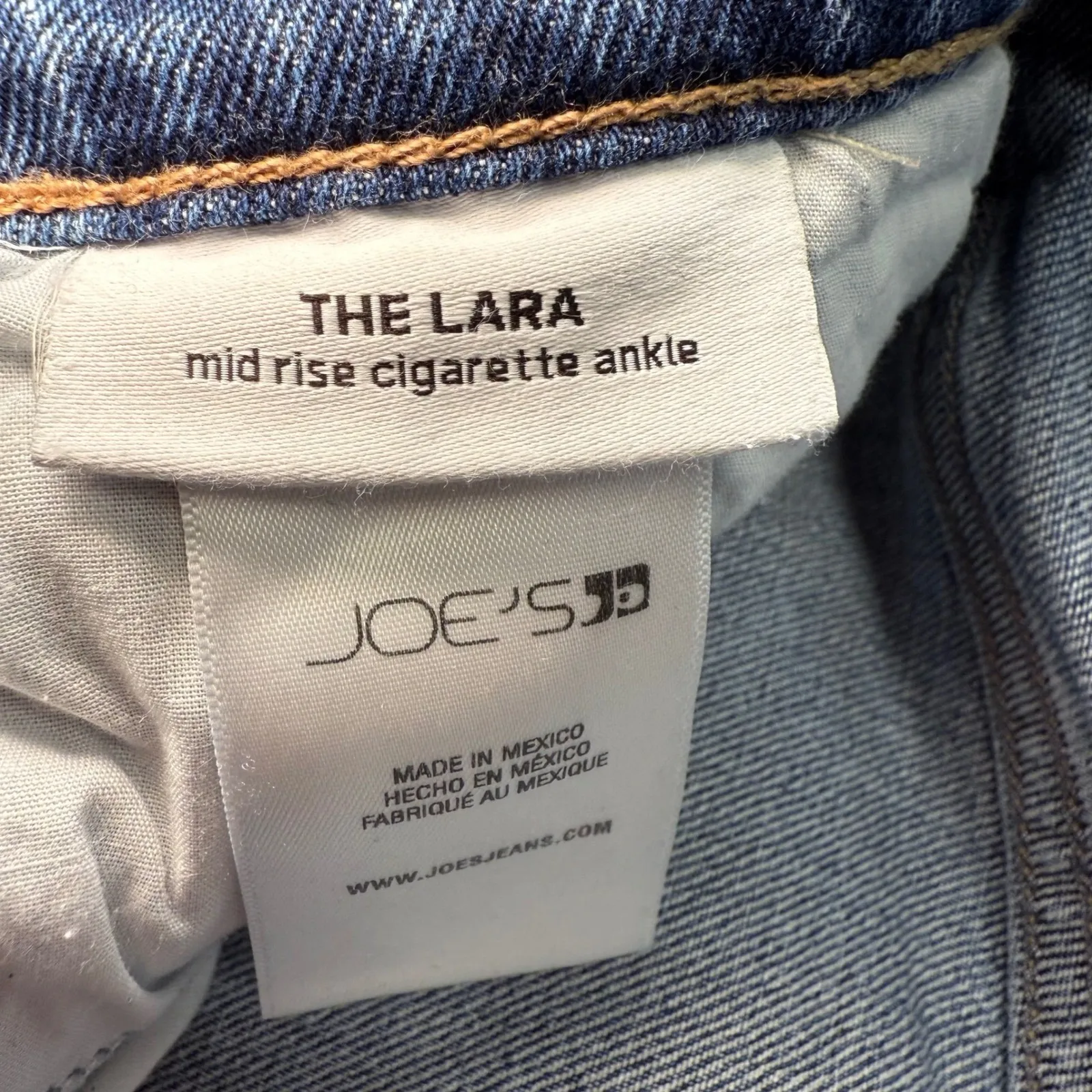 Joes Jeans The Lara Mid Rise Cigarette Ankle Jeans Distressed Raw Hem Blue 28 - Image 4