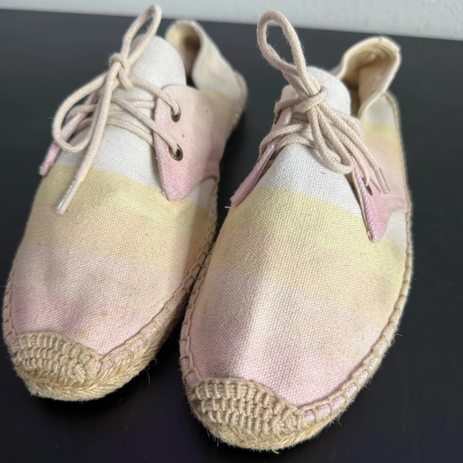 Soludos Espadrille Lace‎ Up Ombre Pastel Canvas Shoes Women 40 US 9.5 Beach BOHO - Image 12