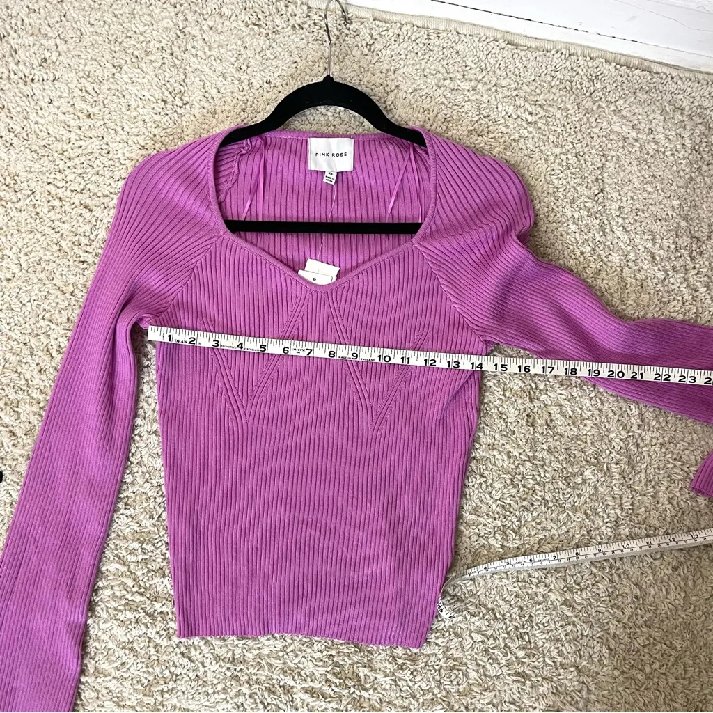 Pink Rose Ribbed Knit Top - Image 4
