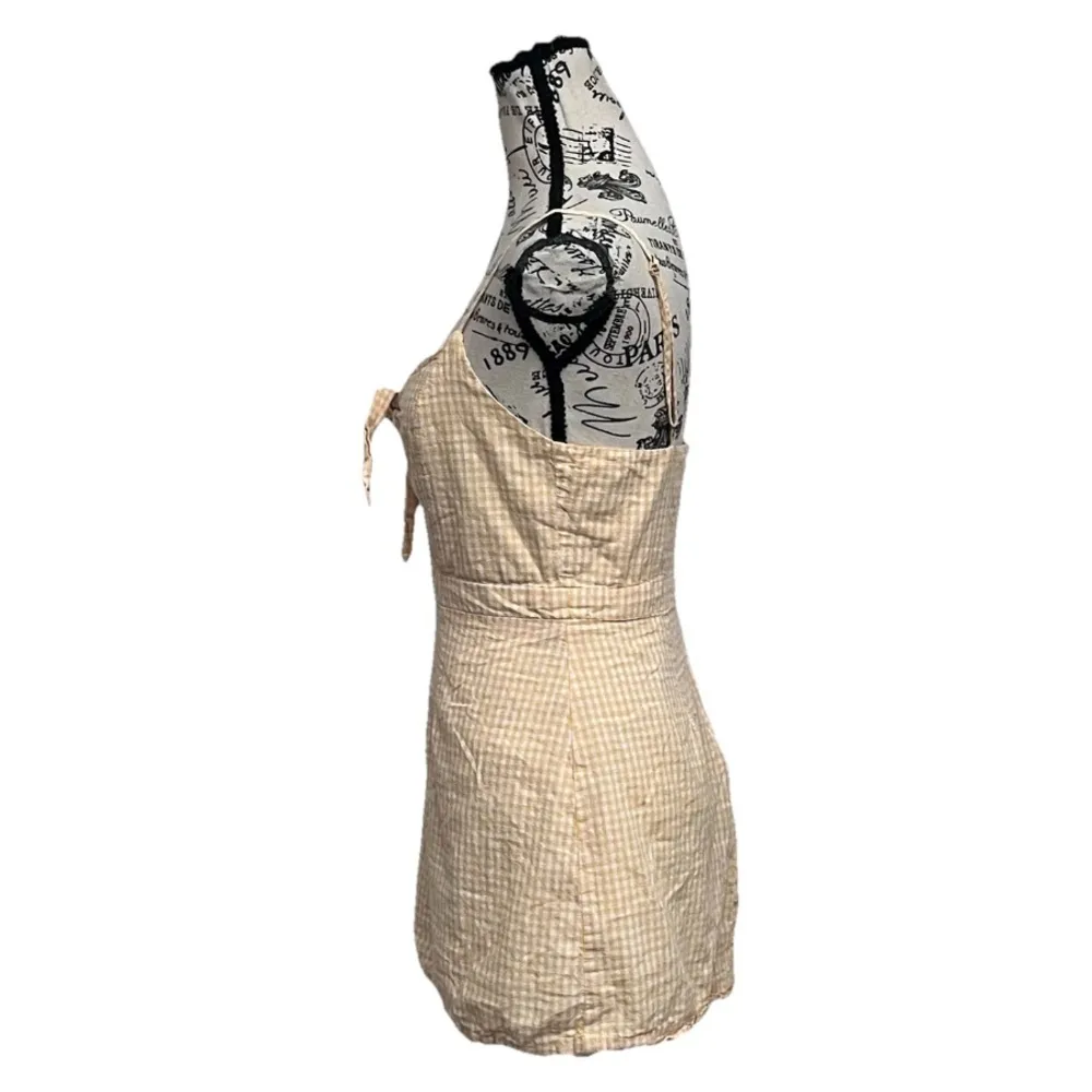 Lulus Gingham Mini Dress Womens S Butter Yellow Sweetheart Coquette Cottagecore - Image 4