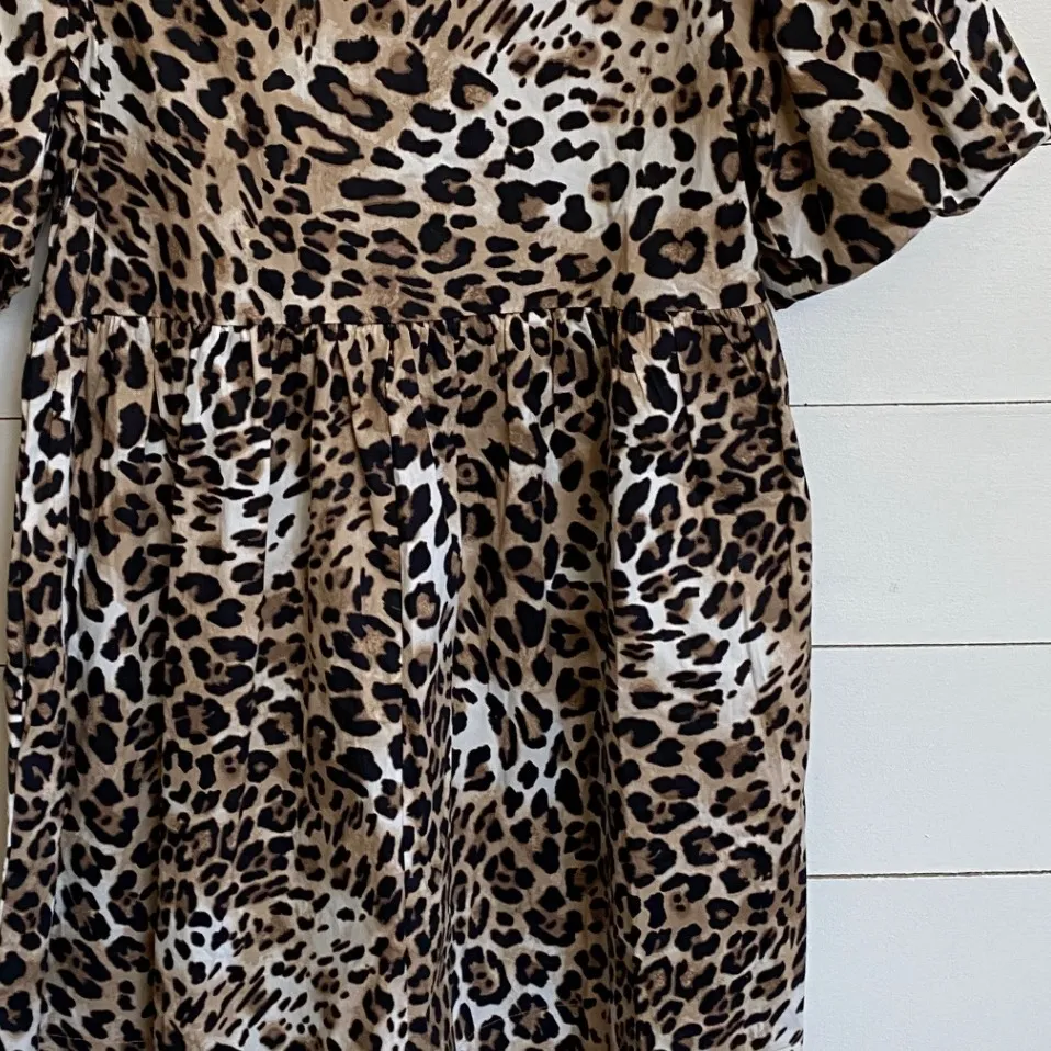 Nicole Miller NY Leopard Mini Dress Bows Puff Sleeves Cotton‎ dress - XS NWT - Image 5