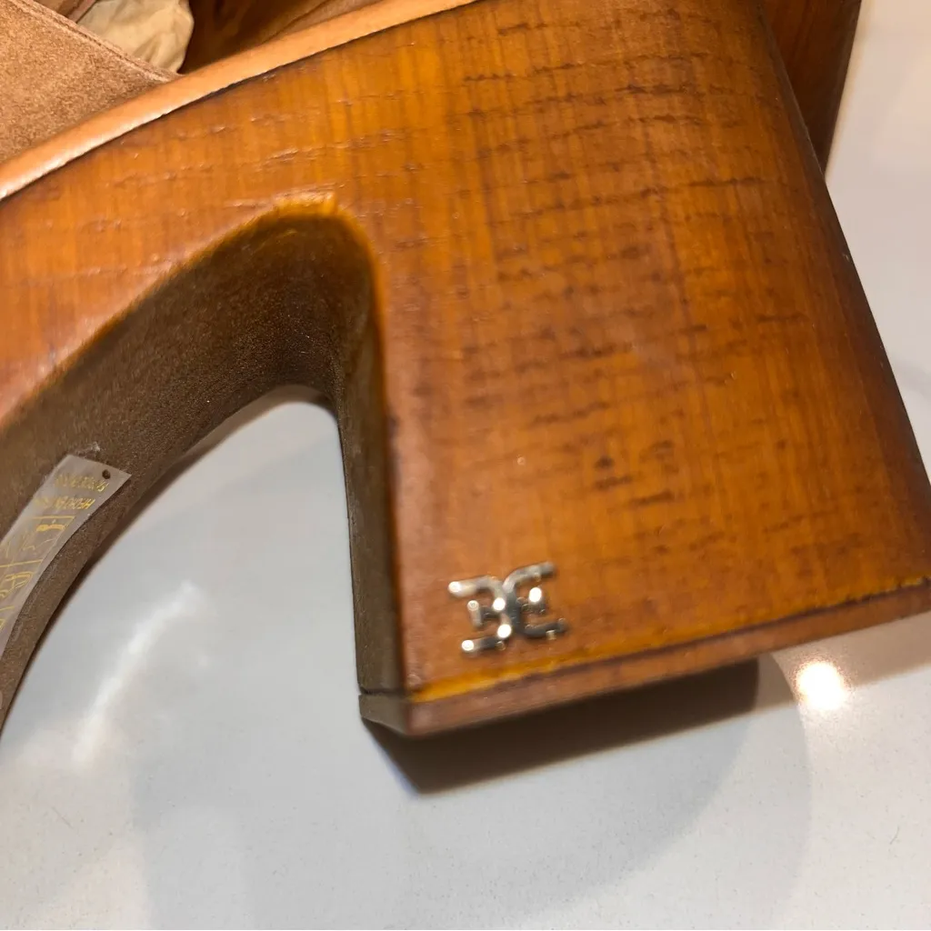 REVOLVE Sam Edelman Marcia Beige Leather Squared Open Toe Block Heeled Sandals 9 - Image 7