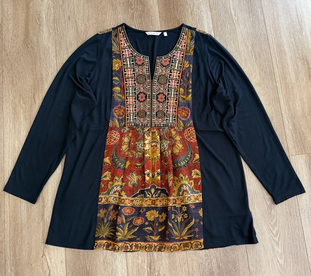 Soft Surroundings Desert Mirage Embroidered Tunic Top Casual Boho Style Size 1X - Image 1