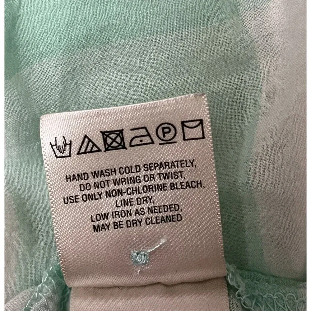 Anthropologie Maeve Mint Gingham Flutter Sleeve Top Women’s S Semi Sheer Peasant Green - Image 7