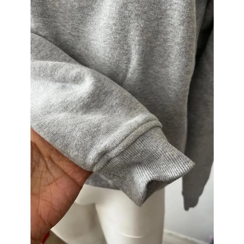 Fila unisex crew neck long sleeves embroidered Logo cotton Gray Sweatshirt XS - Image 5