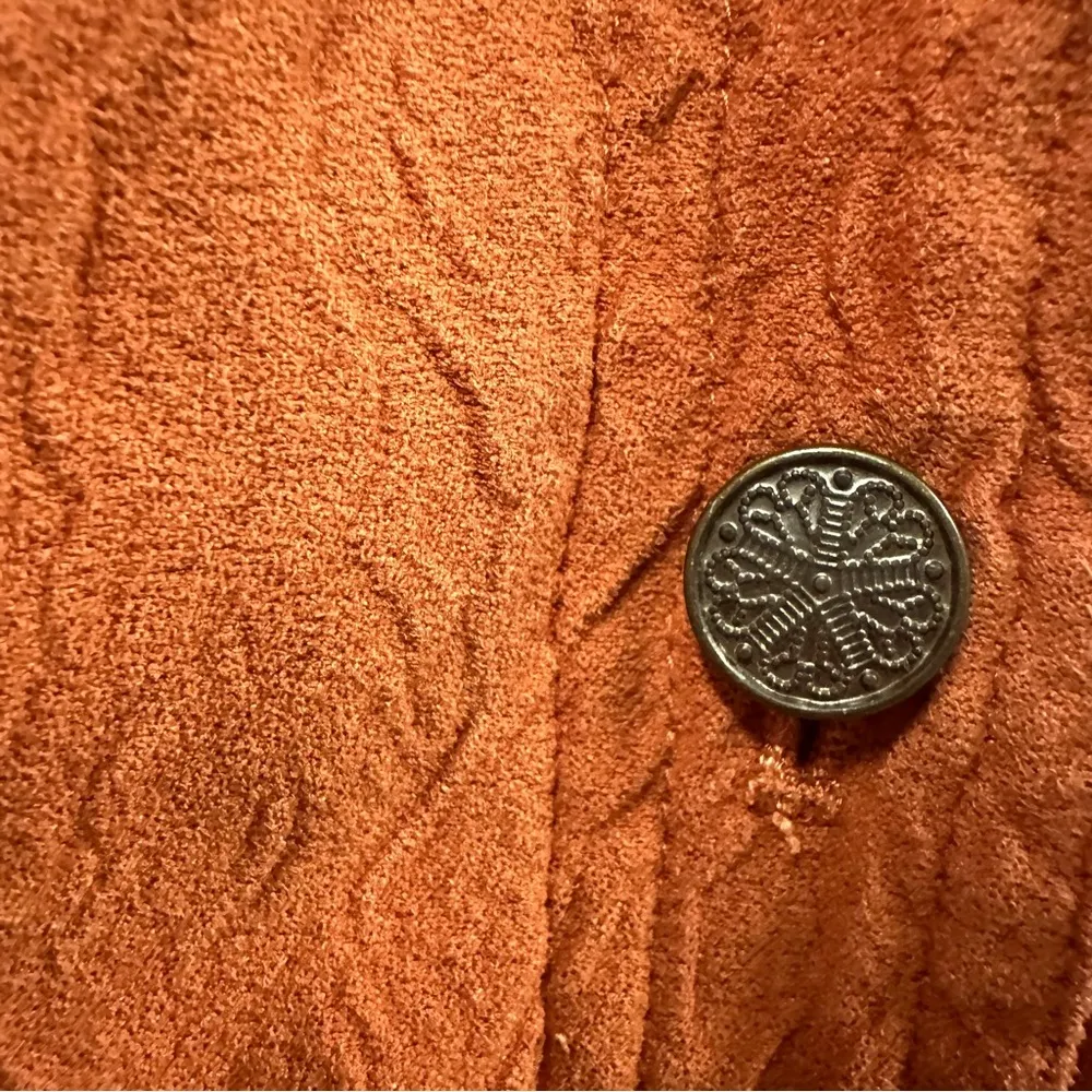 RQT Vintage Lightweight Sueded Orange Button Front V Neck Collared Jacket Medium - Image 4