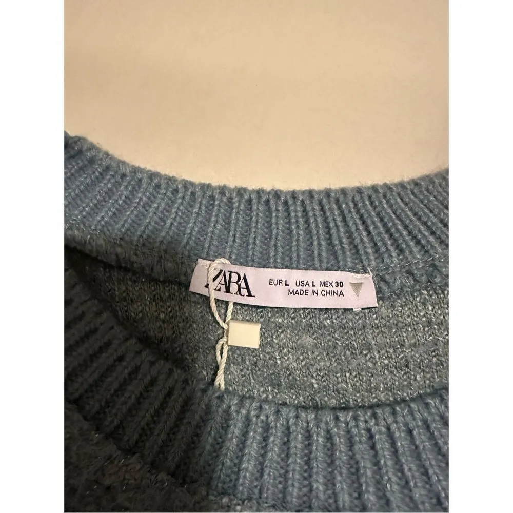 Zara Large Fuzzy Sweater - Pastel Blue - Image 14