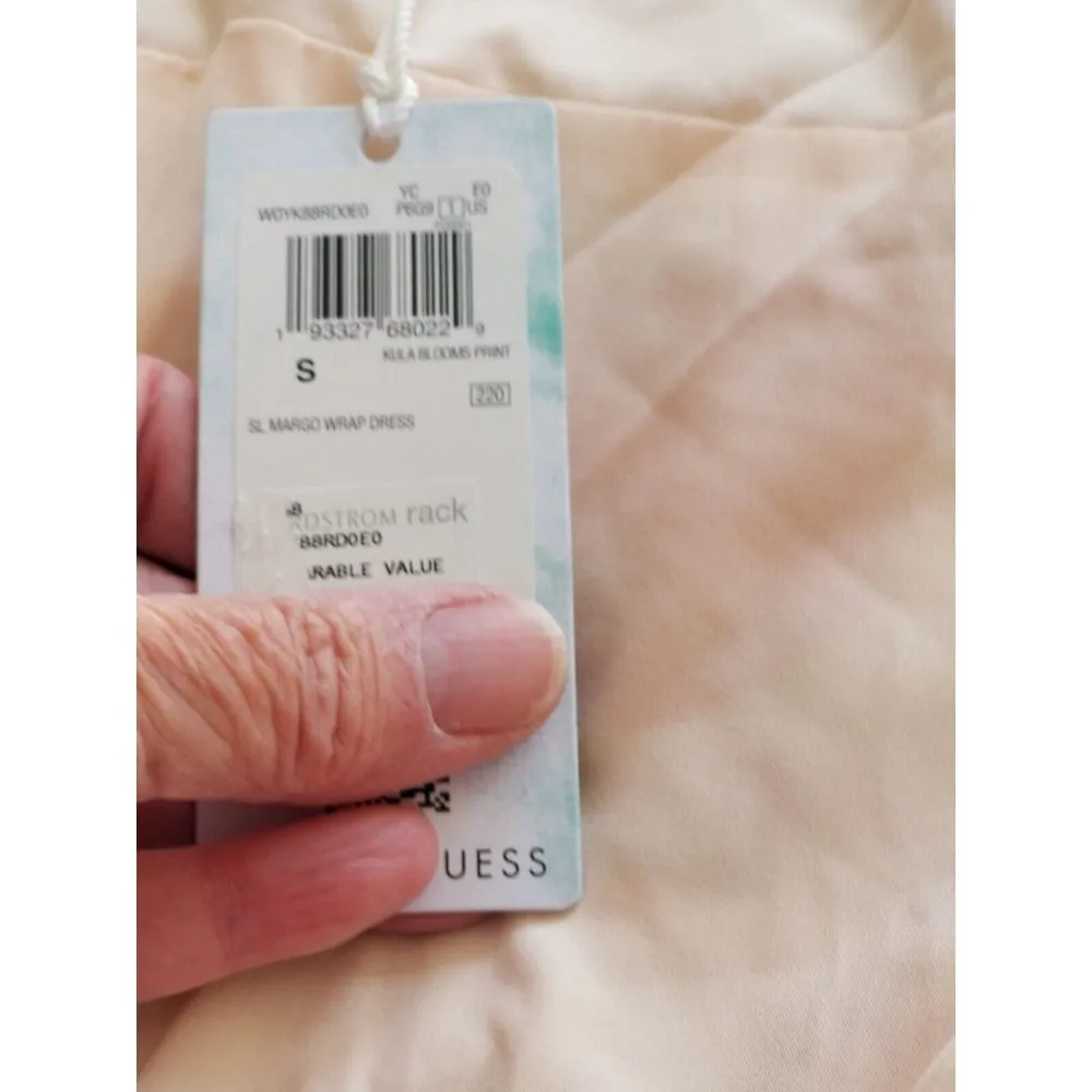 GUESS Margo Floral-Print Wrap Tie Front Dress Kula Blooms Print Orange Satin (S) - Image 9