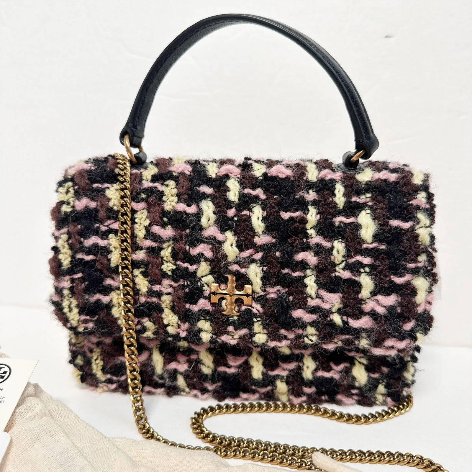 Tory Burch New Mini Kira Tweed Top Handle Chain Wallet Crossbody - Image 5