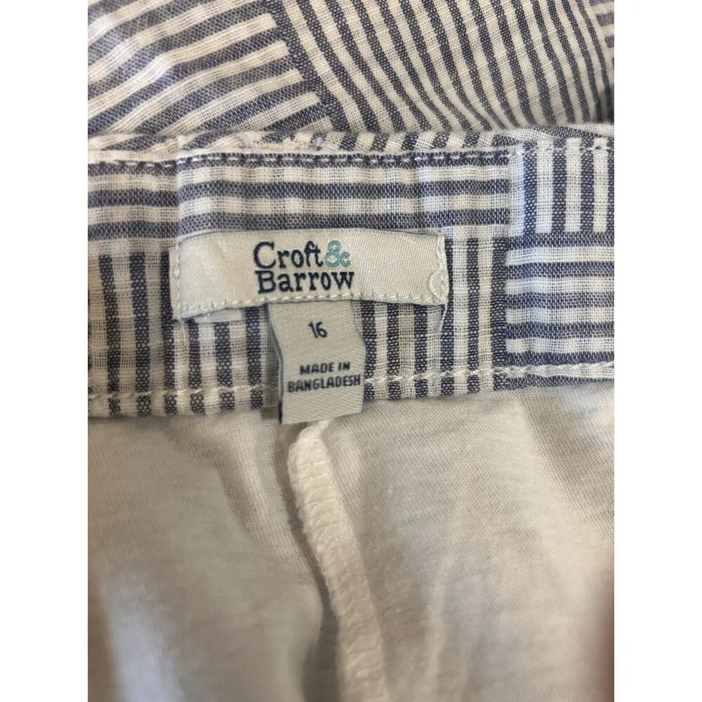 CROFT & BARROW Gray White Striped Skort Skirt with Shorts Womens Size 16 Plus - Image 3