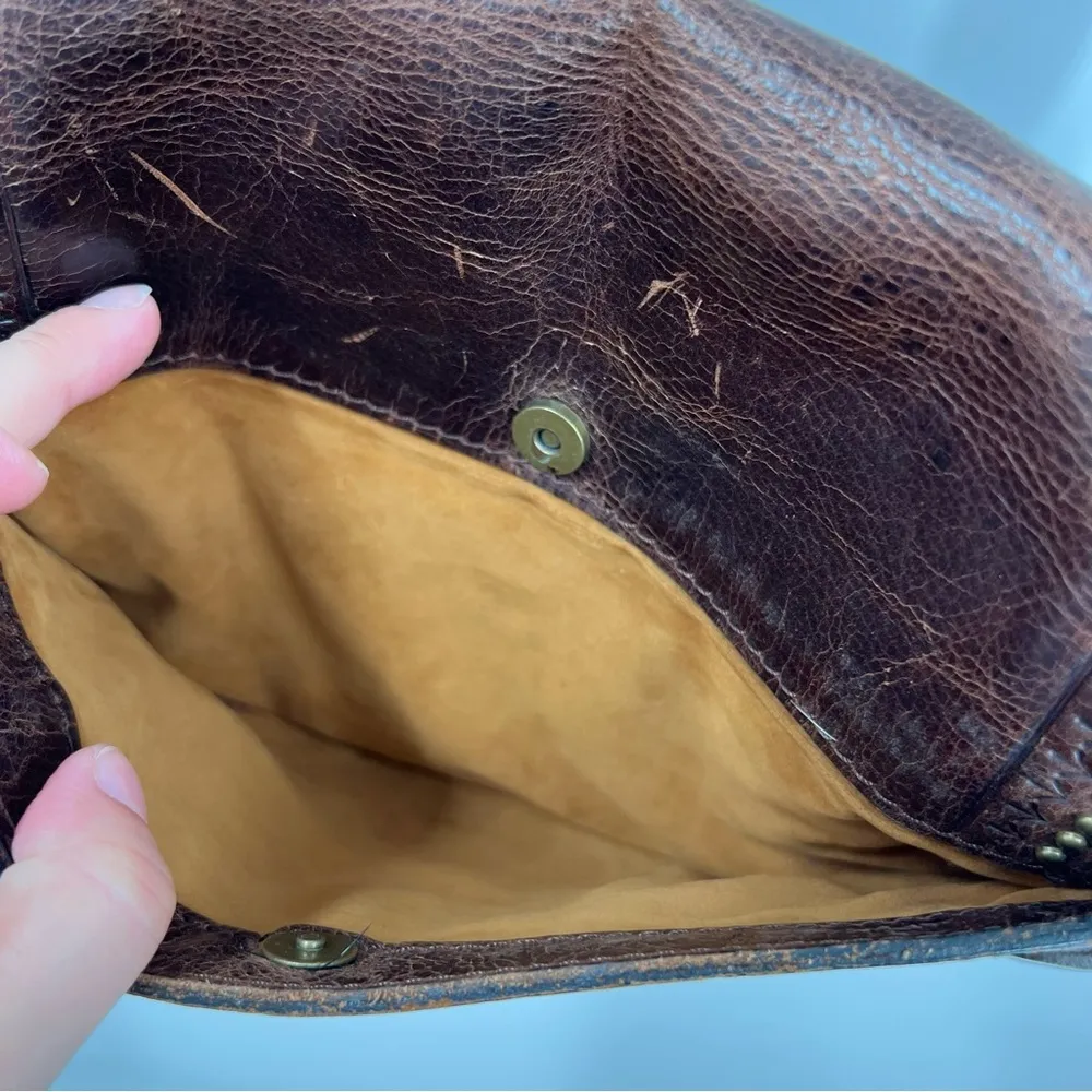 Patricia Nash Beaumont Flap Brown Crossbody Vintage Distressed Leather *READ - Image 8