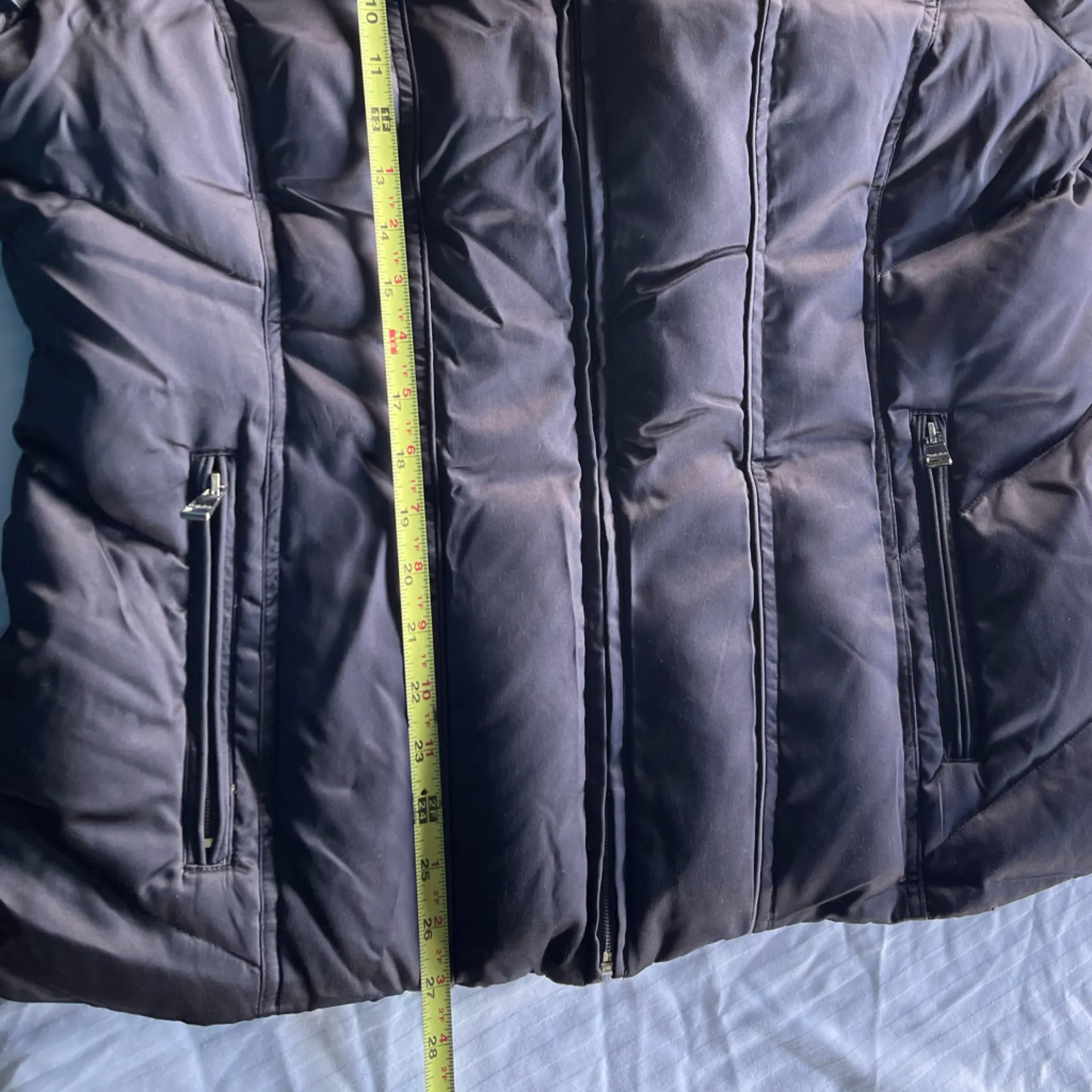 Calvin Klein Gray Silver Brown Faux Fur Hood Women’s Sz XL Puffer Coat - Image 11