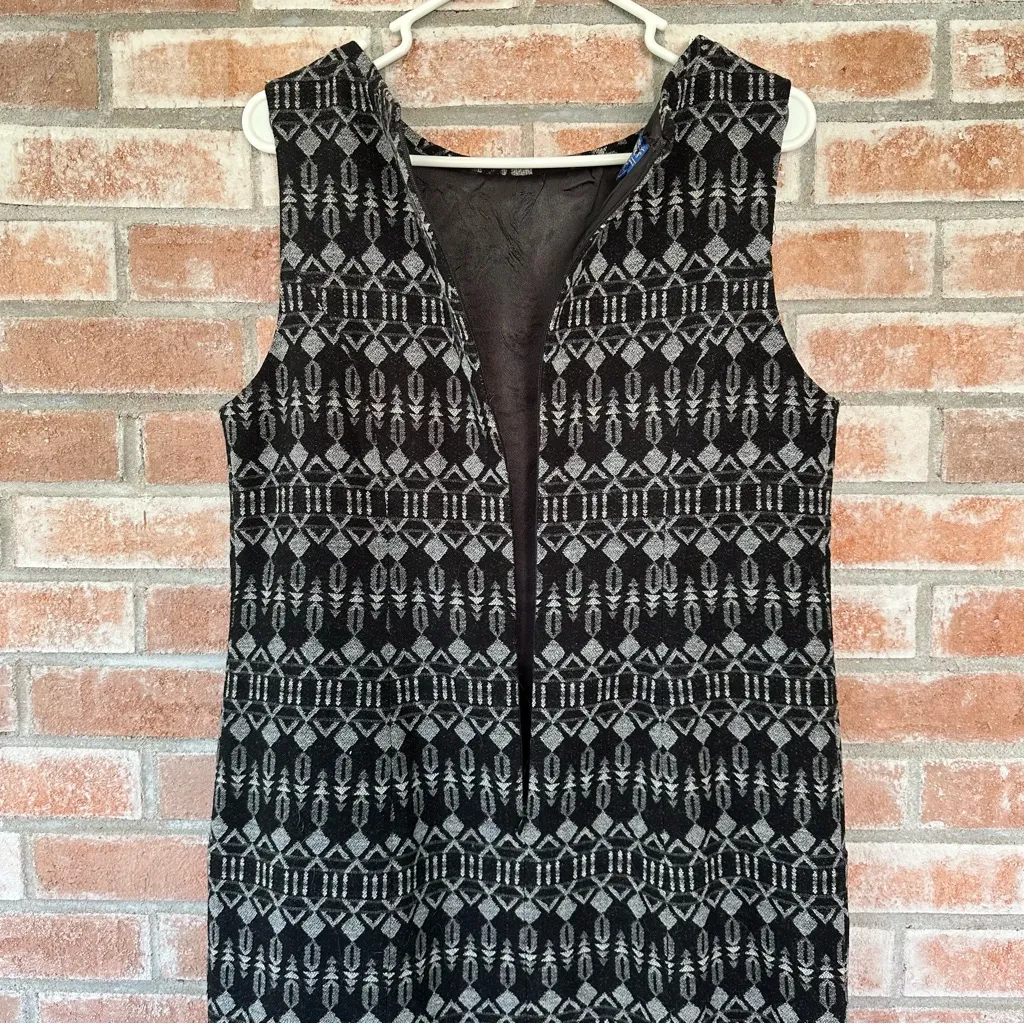 Pendleton 100% Virgin Wool Sleeveless Shift  Dress Women’s 12 Gray Black Aztec - Image 10