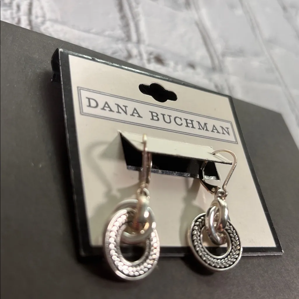 Dana Buchman Silver Toned Lever Back Dangle Earrings New - Image 4
