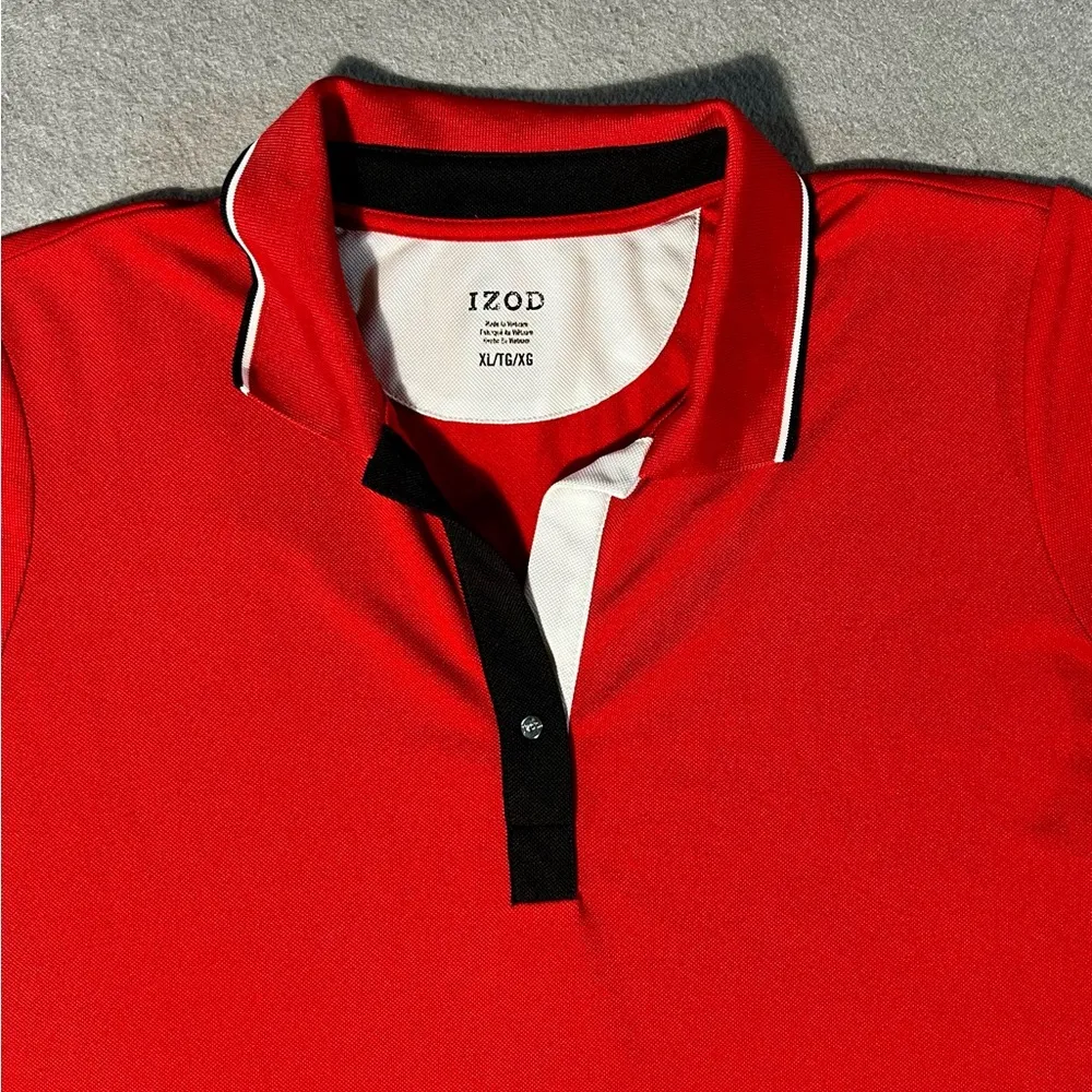 IZOD Women’s Polo Shirt XL Red Short Sleeve Casual Golf Beach Polyester - Image 3
