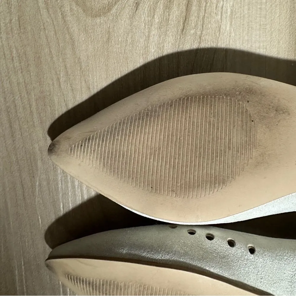 Sacha London Cream Sparkle Cut Out‎ Flats Size 37 USA 6.5 Vintage Silver - Image 13