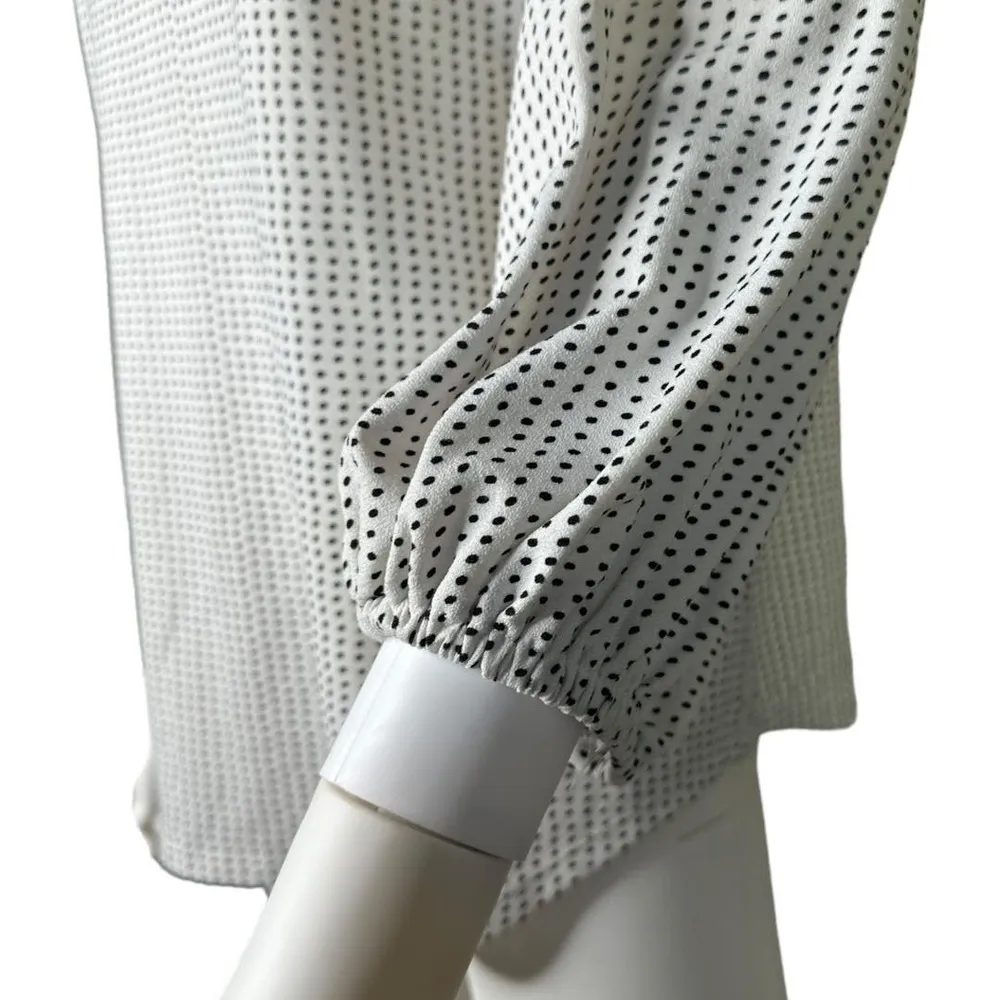 Adrianna Papell white with Black Polka Dots Blouse Size M​​​​​​​ - Image 6