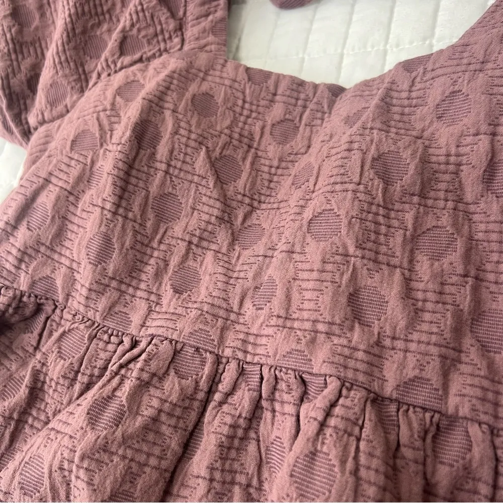 Madewell Floral Quilted Puff-Sleeve Mini Dress in Fig Purple Size Small NWT - Image 14