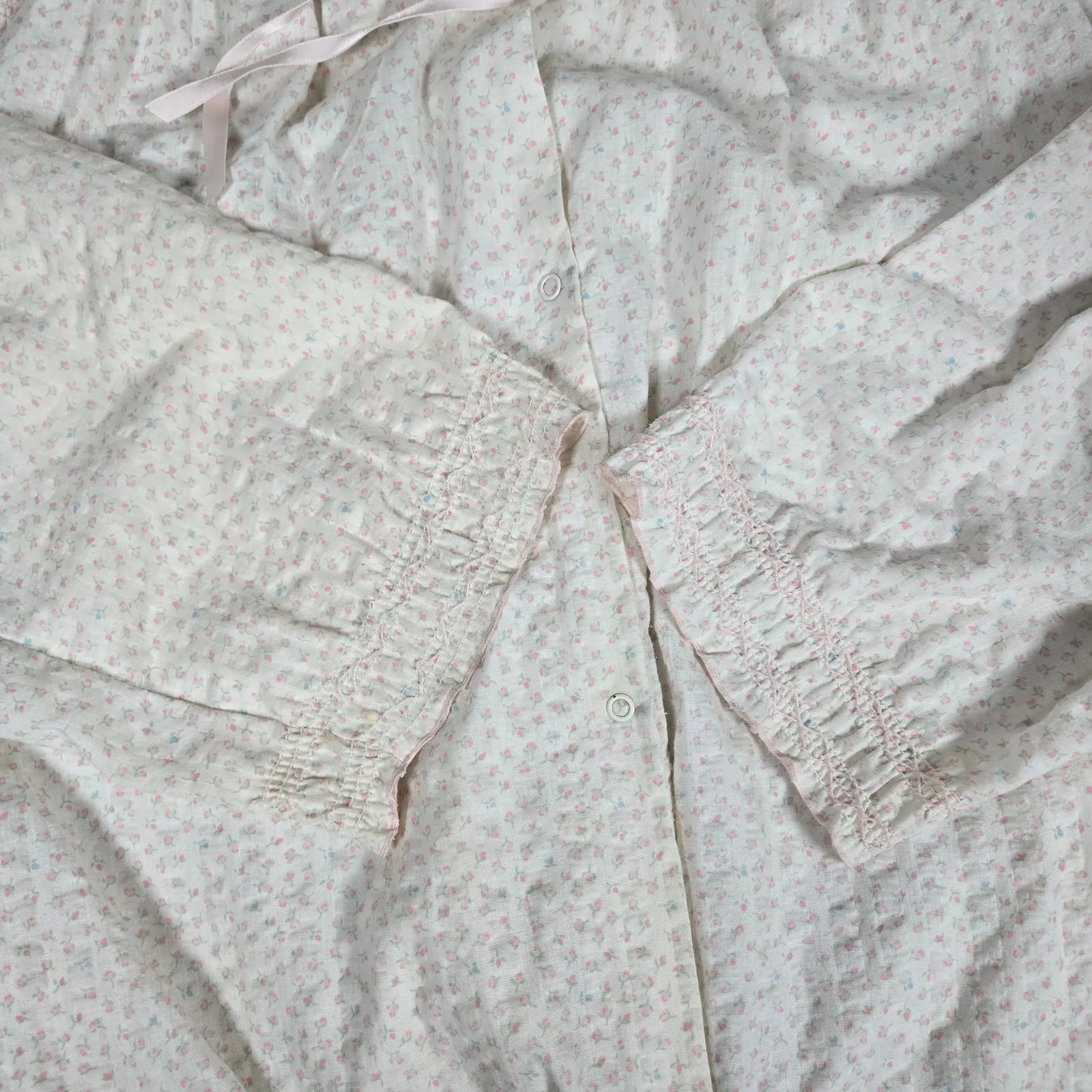 Miss Elaine Womens Floral Robe Nightgown‎ White Pink Blue Size Medium - Image 8