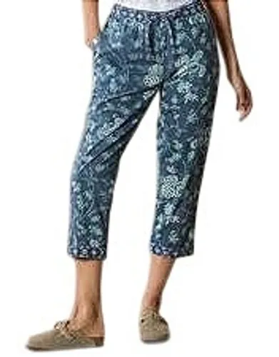 Sundance Floral Print Capri Cropped Pants Petite XL Size Drawstring Blue Casual - Image 1