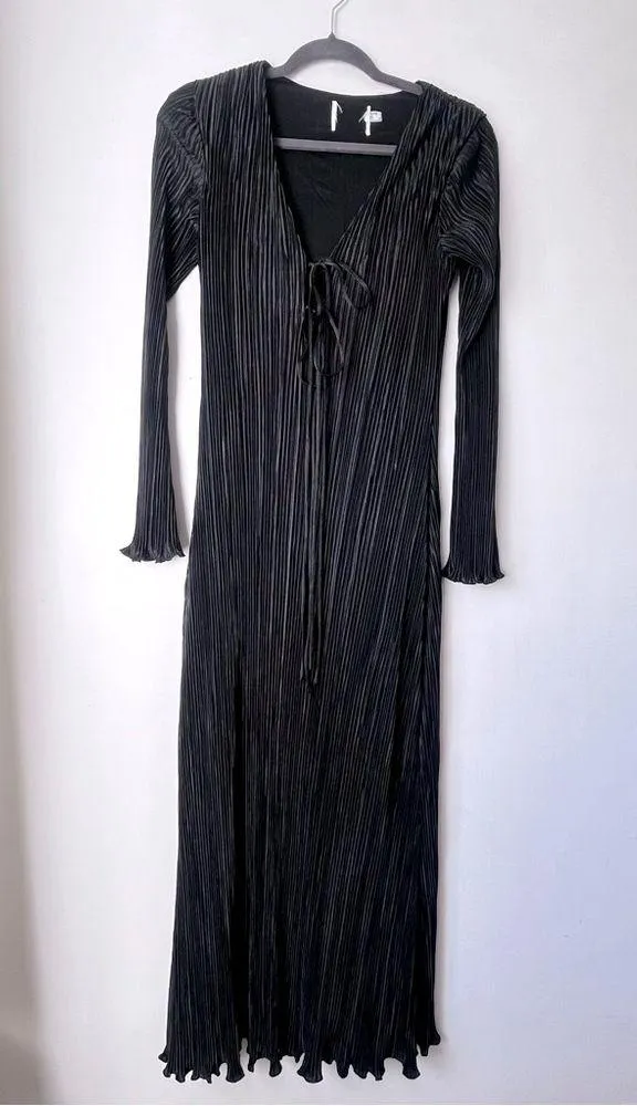 Princess Polly Russek Long Sleeve Pleated Plisse Tie Front Maxi Dress 2 - Image 7