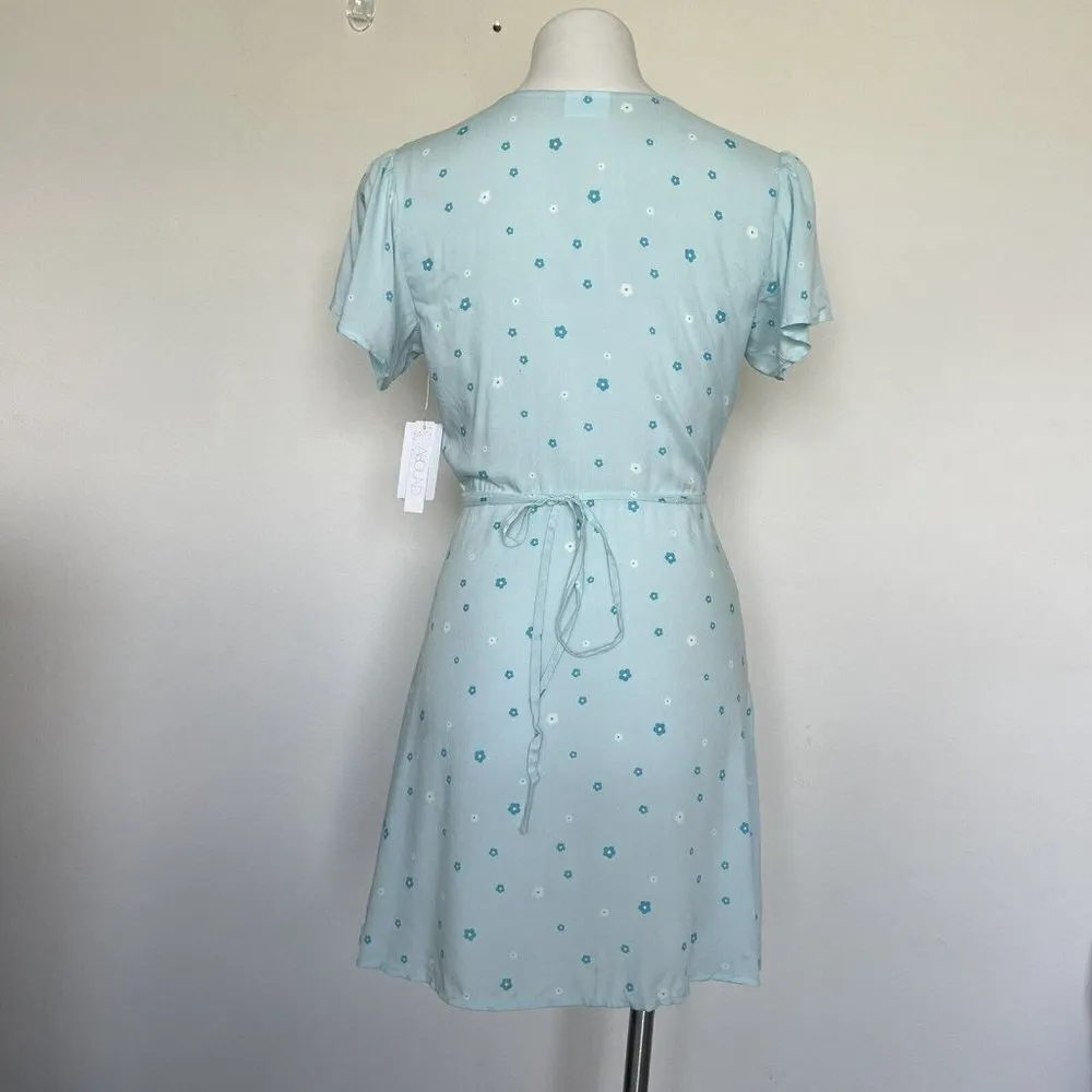 Abound wrap mini dress XSMALL Blue short Sleeve - Image 5