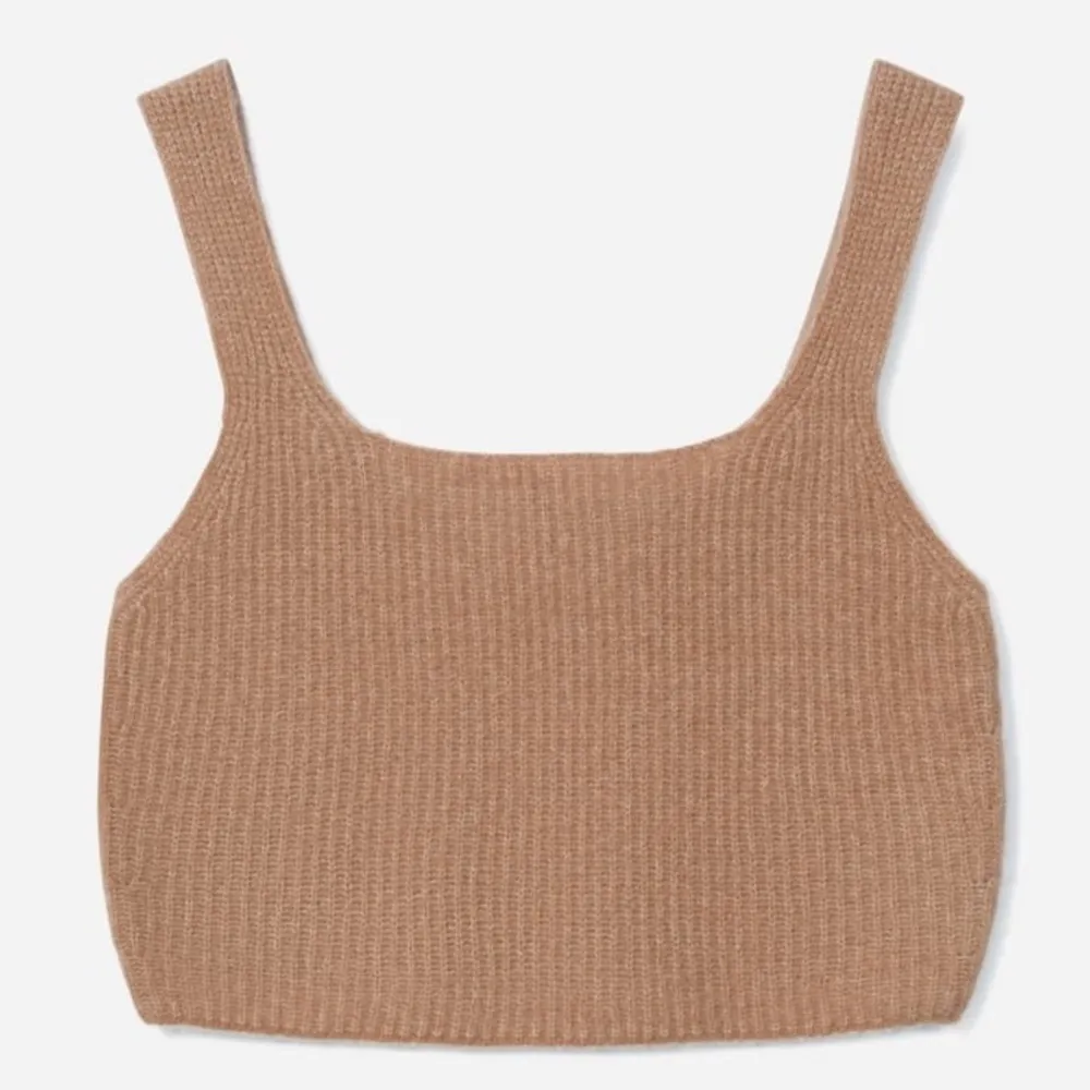 Everlane Cozy Stretch Cropped Tank Wool & Yak Hair Blend Color Camel Small NWT - Image 4