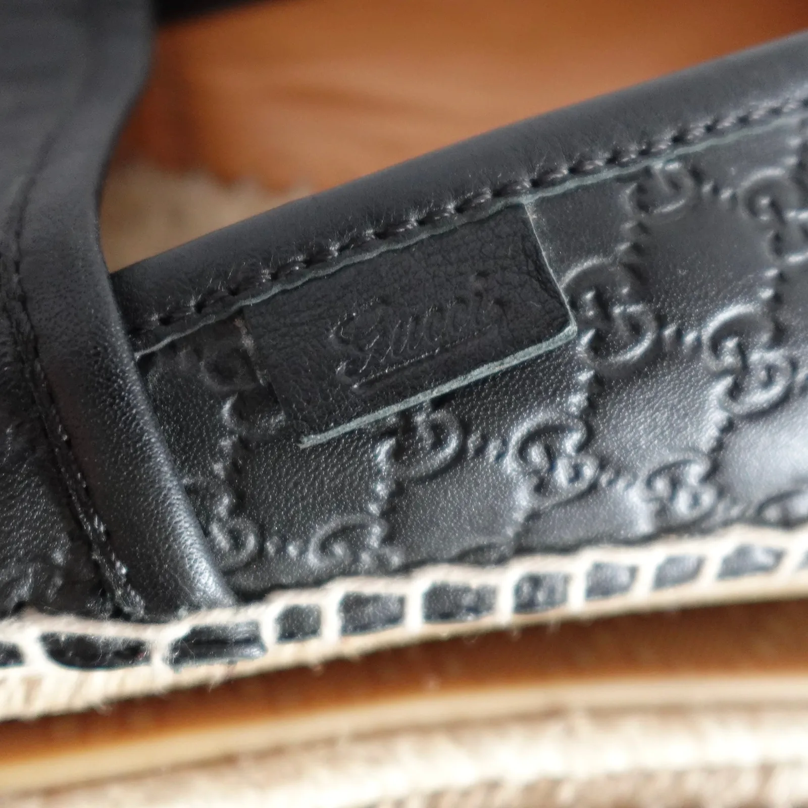 Gucci Guccisima Black GG Logo Leather Espadrilles size 36.5 - Image 8