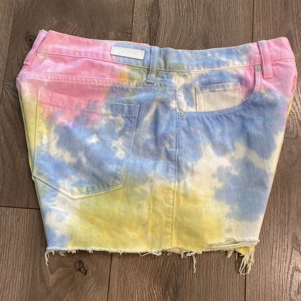 Blank NYC‎ The Barrow Vintage High Rise Tie Die Cut Off Jean Shorts Size 30 - Image 4