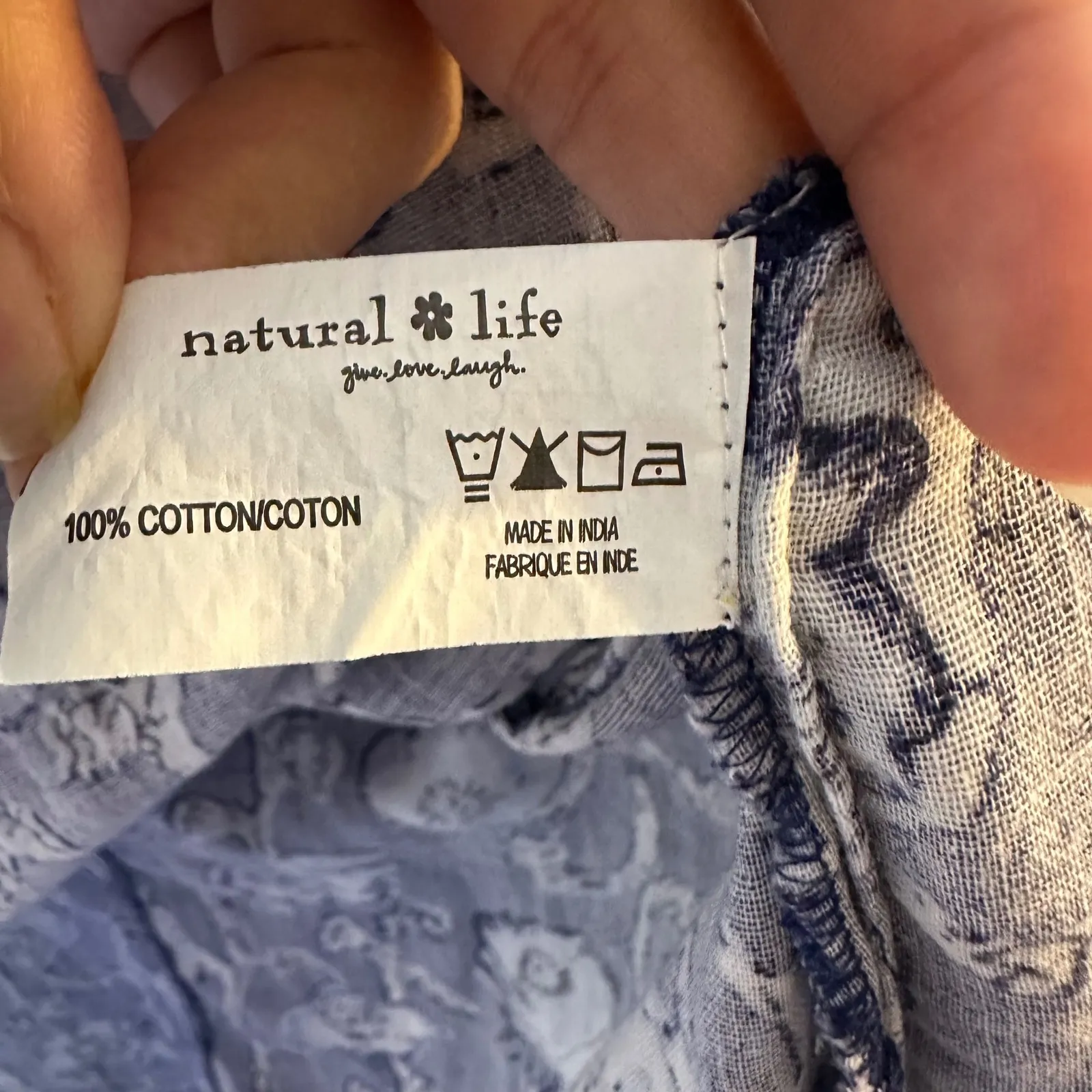 Natural Life Cotton Gauze Midi Shirt Dress Navy Cream Vines‎ Size XS NWT - Image 4