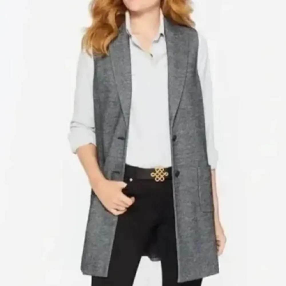 J. McLaughlin Cate Vest Tunic Houndstooth Wool Blend Black White Small - Image 3