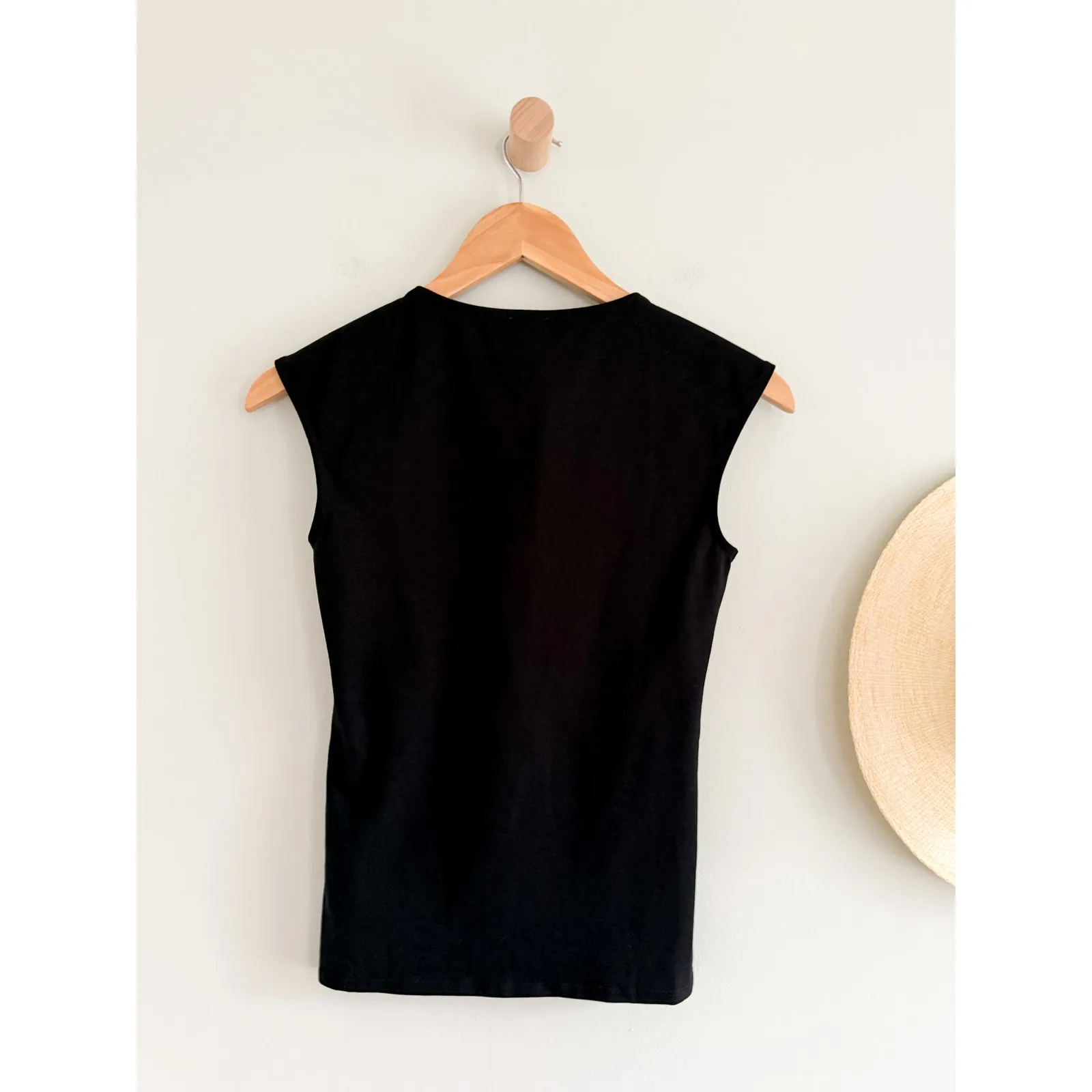 J.Crew Factory | NWT Cap-sleeve stretch cotton-blend squareneck top Black  Sz XS - Image 9
