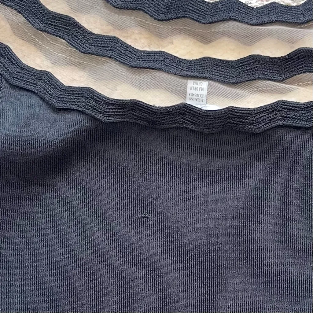 Lucy Paris Zigzag Mesh Boatneck 3/4 Sleeves Wendy Sweater in Black Medium - Image 11