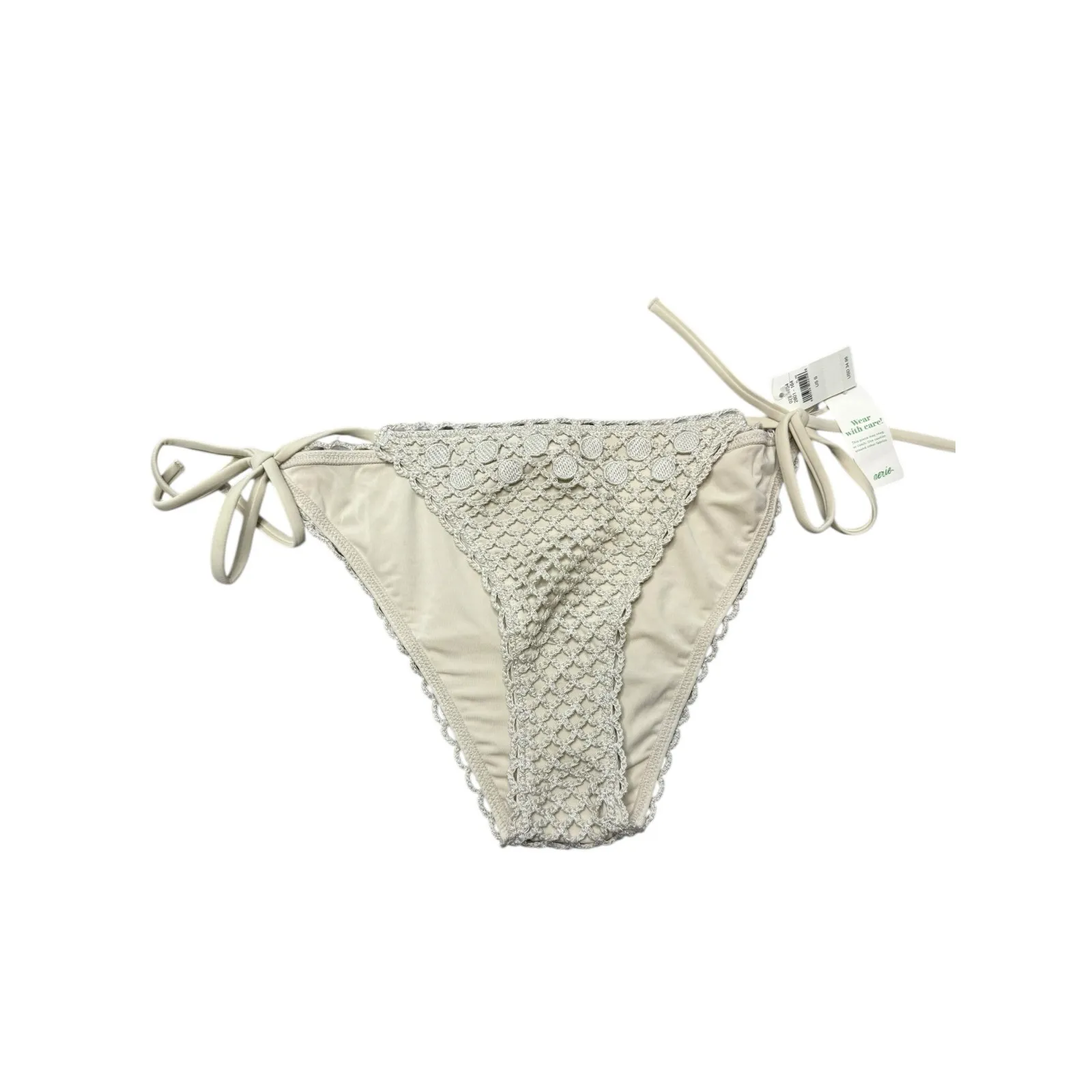 NWT Aerie The Sunbun Cloudweave Crochet Bikini Bottom Women S Cream Cottage Boho - Image 3