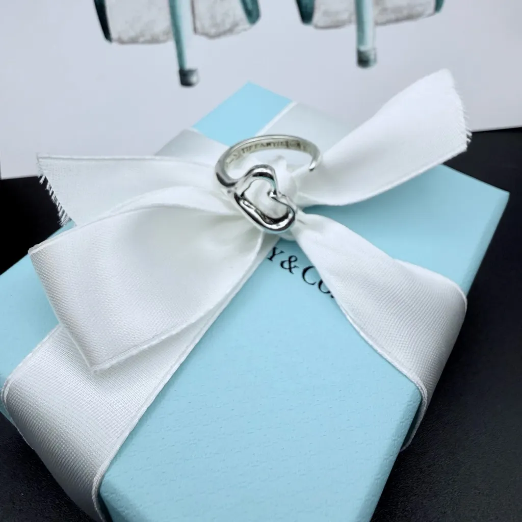 Vintage Tiffany & Co. Elsa Peretti Open Heart Ring Sterling Silver Size 7 - Image 1