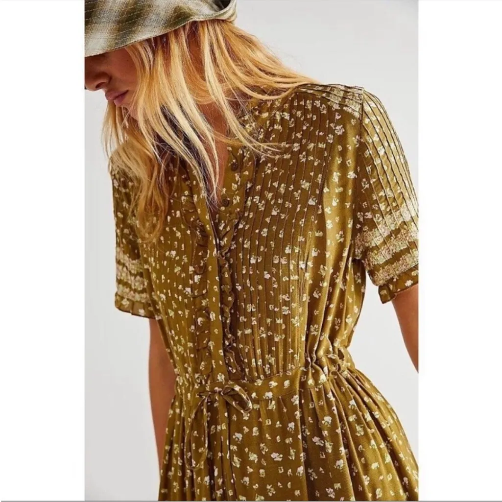 Free People Rare Feeling Maxi Dress Green Kiwi Combo Cottagecore Womens Size XS - Image 2